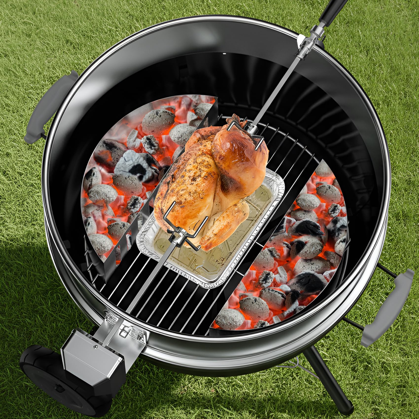 Onlyfire dual-basket setup enables indirect edge heat and direct center grilling.
