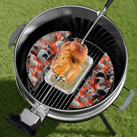 Onlyfire dual-basket setup enables indirect edge heat and direct center grilling.