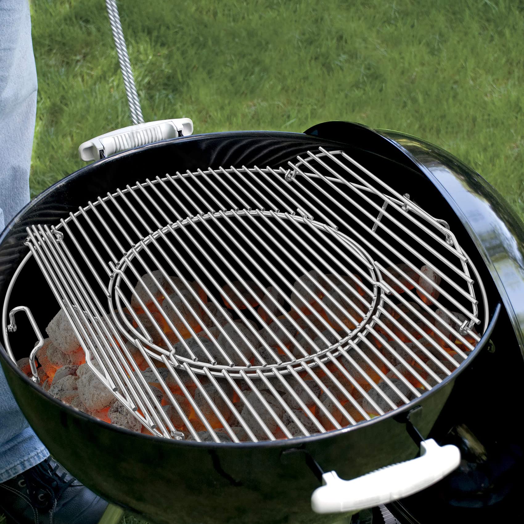 Onlyfire grate delivers even heat across steaks and thick poultry.