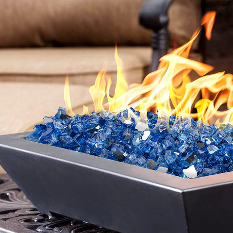 Onlyfire fire pit glass covers pipes for a clean look.