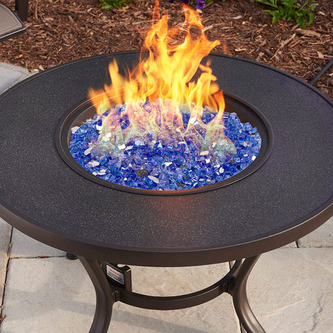 Onlyfire fire pit table glass cover helps hide pipes with a sleek finish