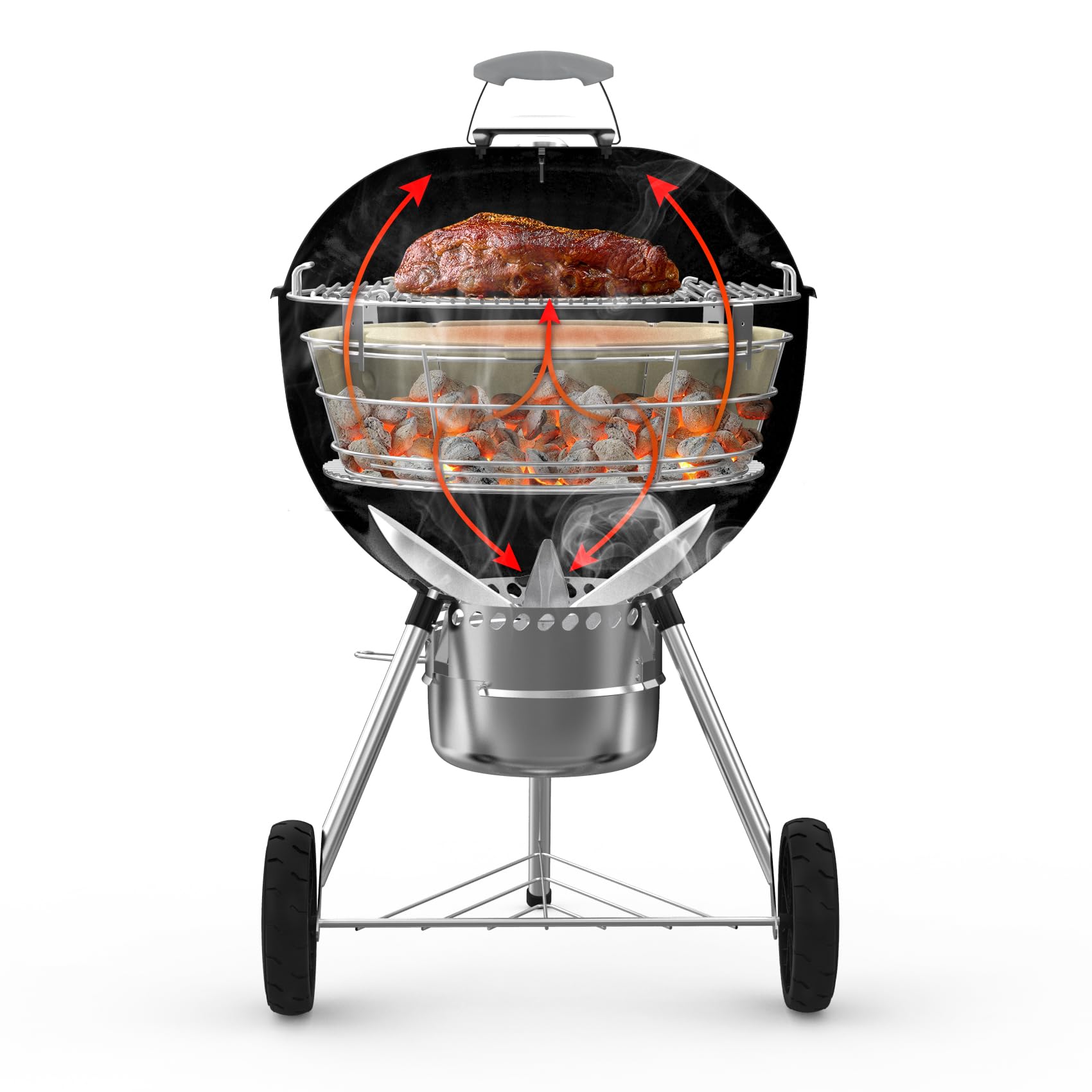Onlyfire full kettle coverage prevents refueling during long cooks.