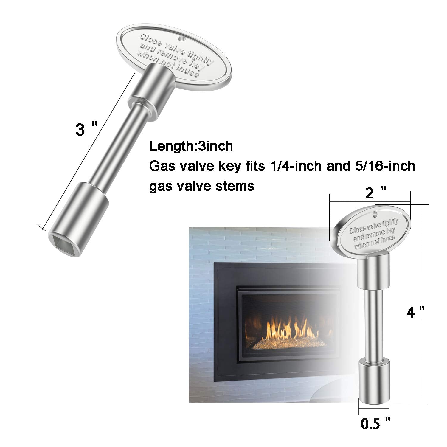 Onlyfire gas valve key with chrome finish and 1/4 inch stem compatibility for versatile use.