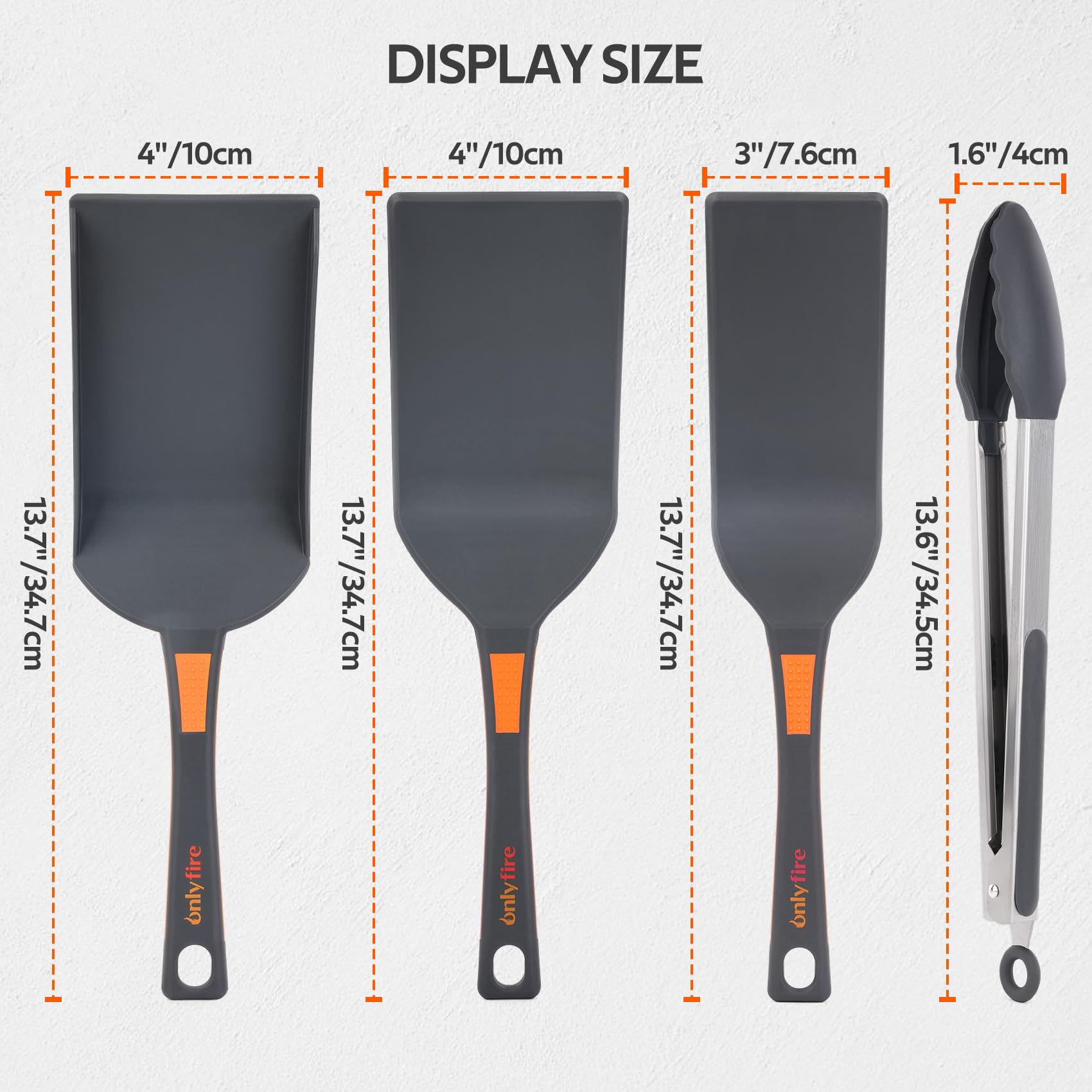 Onlyfire griddle kit long spatula for precise flipping on outdoor grills