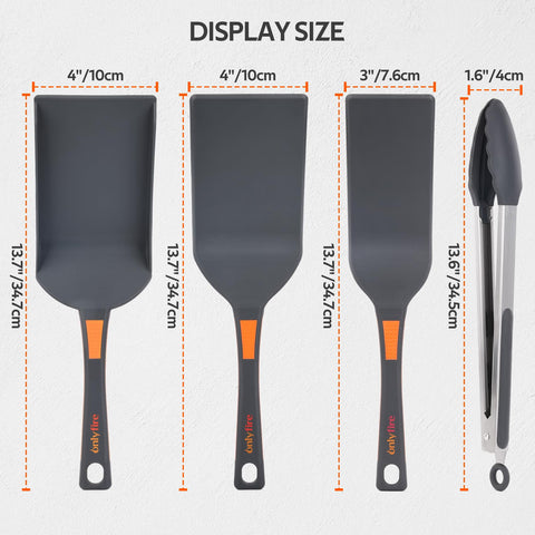Onlyfire griddle kit long spatula for precise flipping on outdoor grills