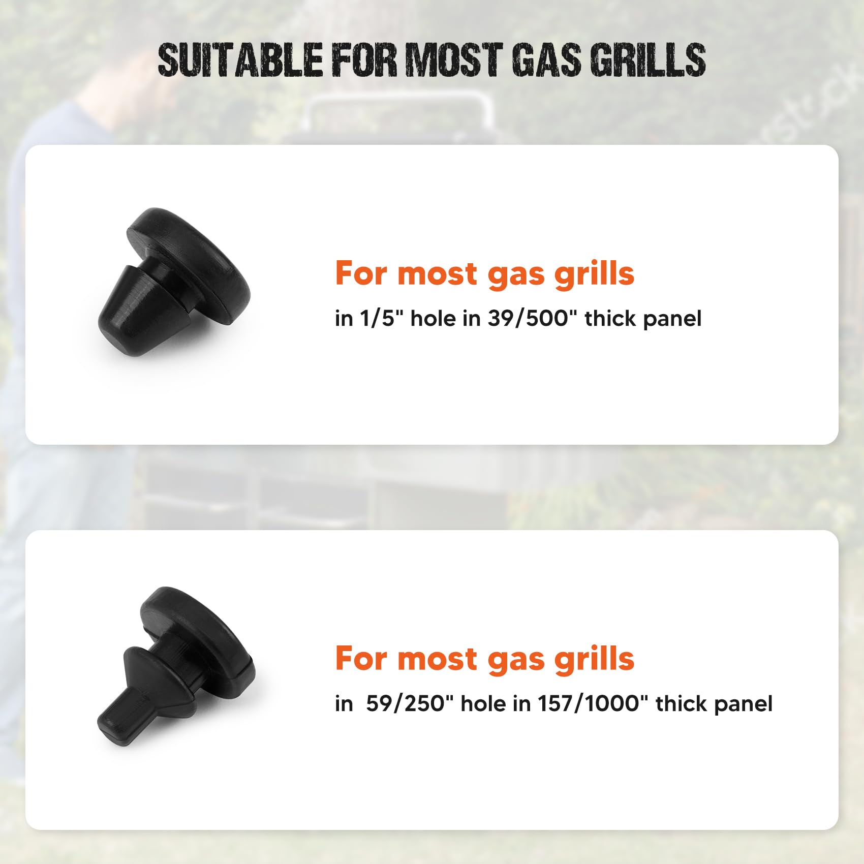Onlyfire grill lid damper bumpers in silicone resist wear for long-lasting grill protection.