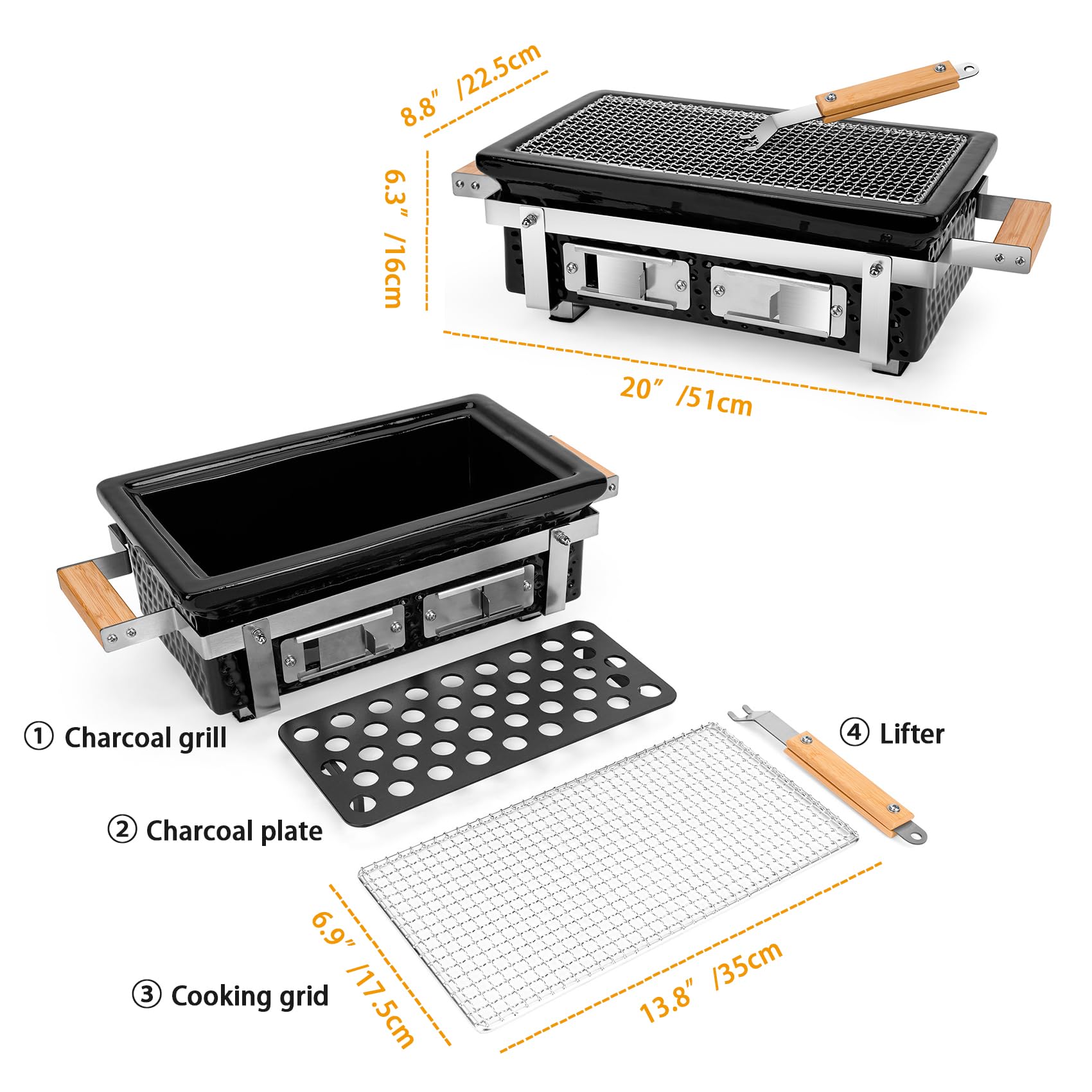 ONLYFIRE GRILLS charcoal yakitori grill ventilation improves flame control