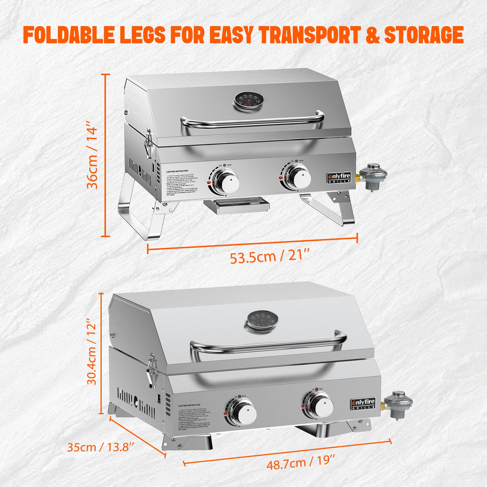 Foldable legs portable design enabling quick setup at camping sites