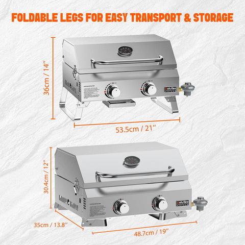 Foldable legs portable design enabling quick setup at camping sites