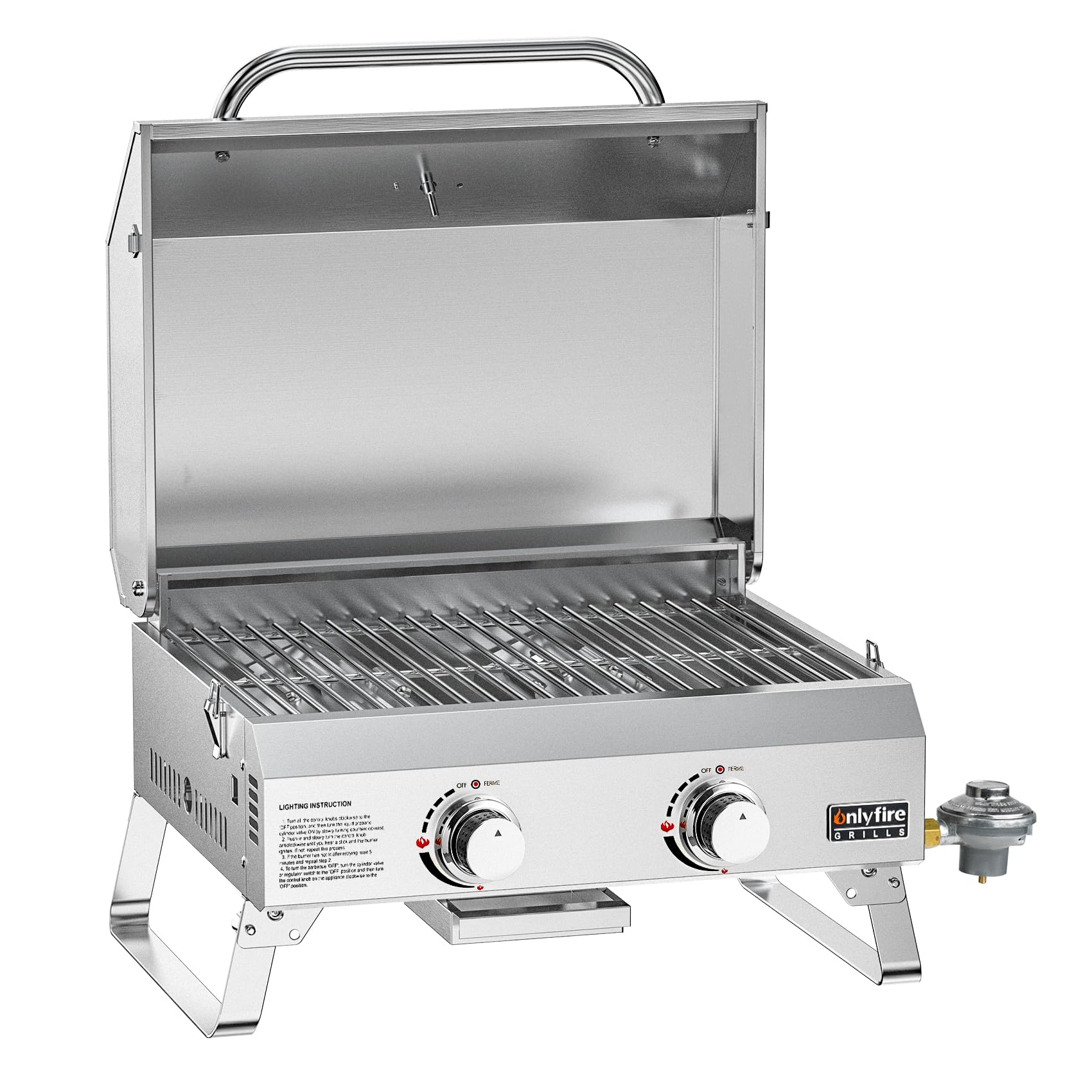 20-inch cooking surface fits burgers, dogs, and veggies