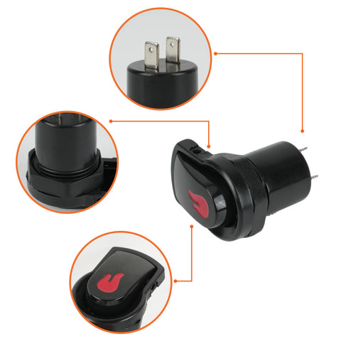 Onlyfire ignition switch with 26 inch wires, close-up of snug plug connection