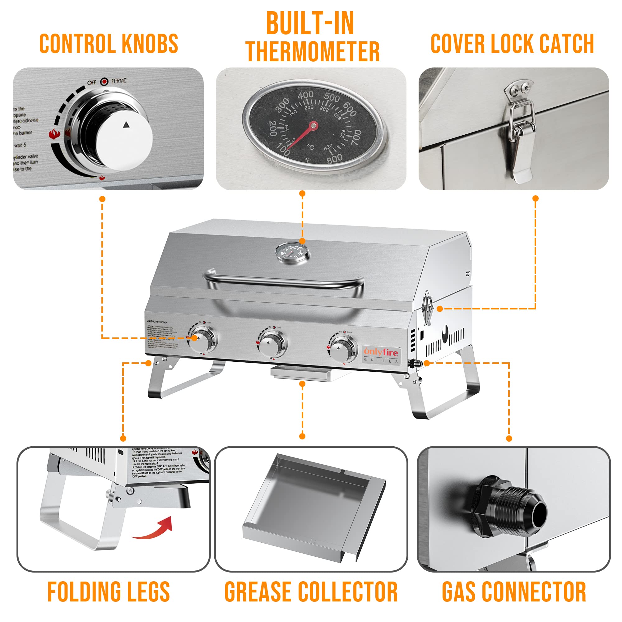 Onlyfire includes hoses and grate for ready to grill setup.