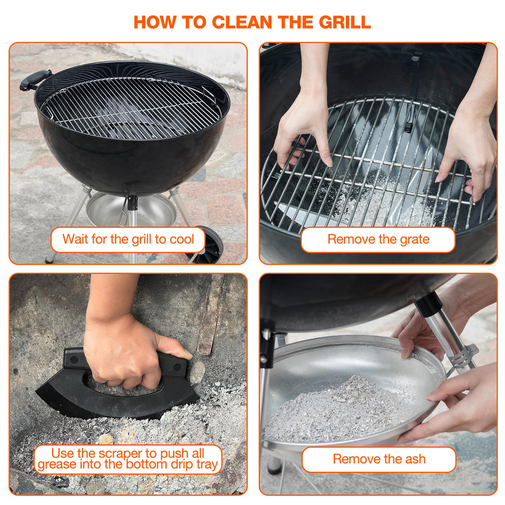 Onlyfire Kamado Joe compatibility scraper smooths cleaning around contours.