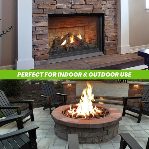 Onlyfire lava rocks indoor fireplace display with clean, modern look.