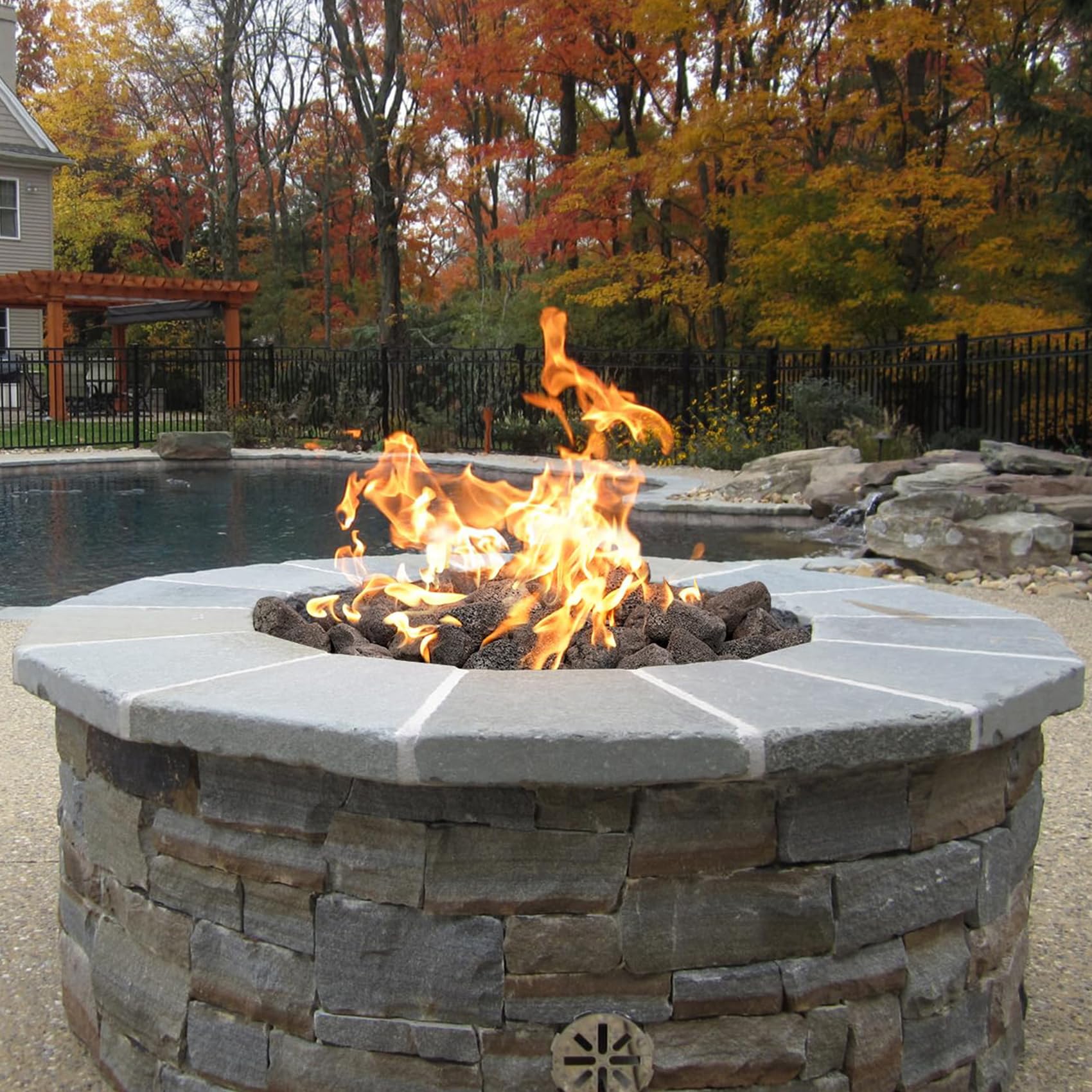 Onlyfire lava rocks with fire glass base for elegant flame designs.