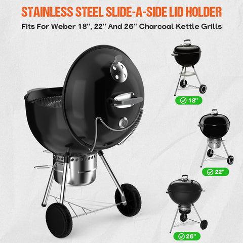 Onlyfire lid holder enables quick installation on Weber kettles.