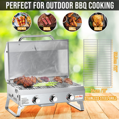 Onlyfire locking cover and carry handle enable secure transport.