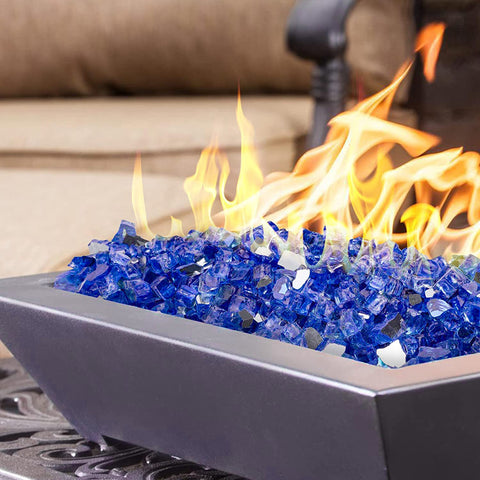 Onlyfire mirrored-sparkle fire glass reflection enhances ambient flame light
