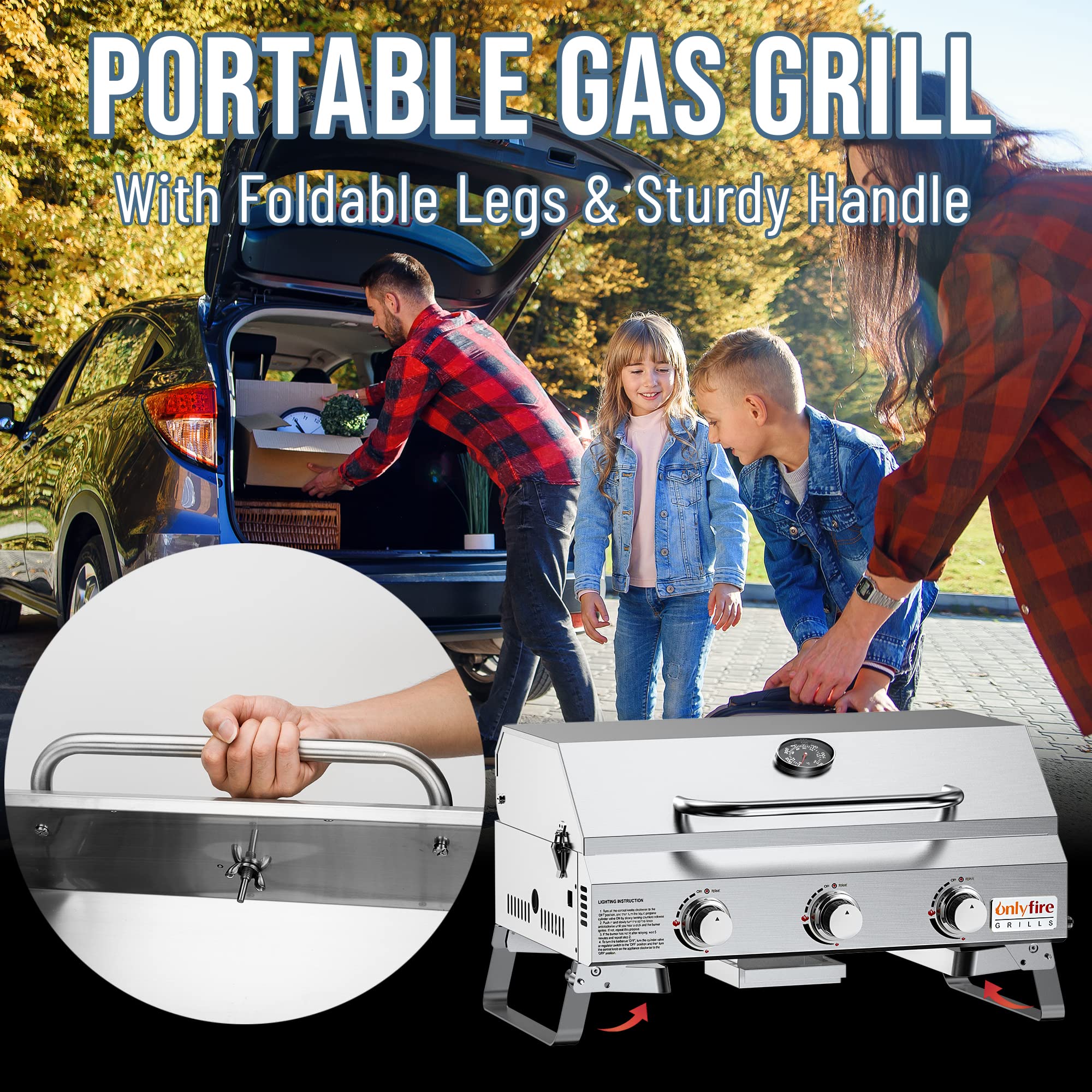 Onlyfire outdoor-friendly table top design fits patios and campsites.