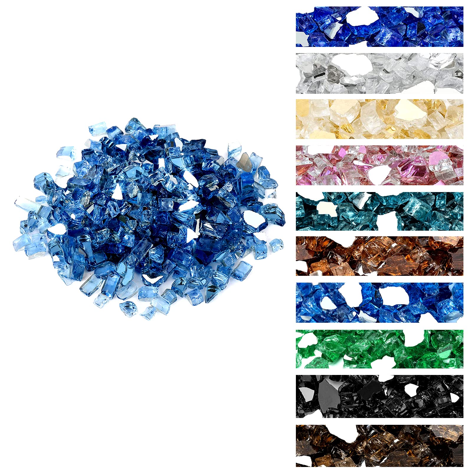 Onlyfire Pacific Blue fire glass 1/4 inch for dramatic fire pit display.