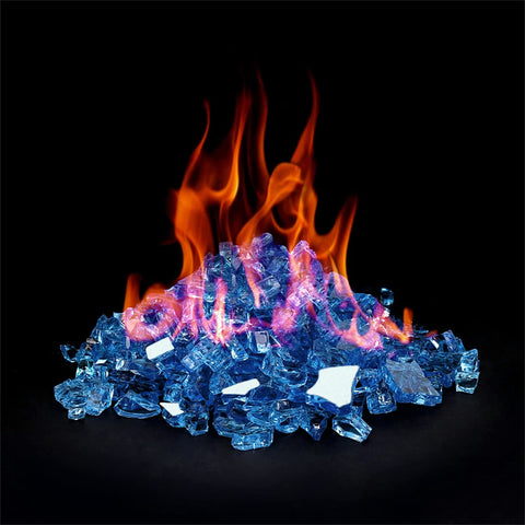 Onlyfire Pacific Blue fire glass offers long-lasting shimmer.