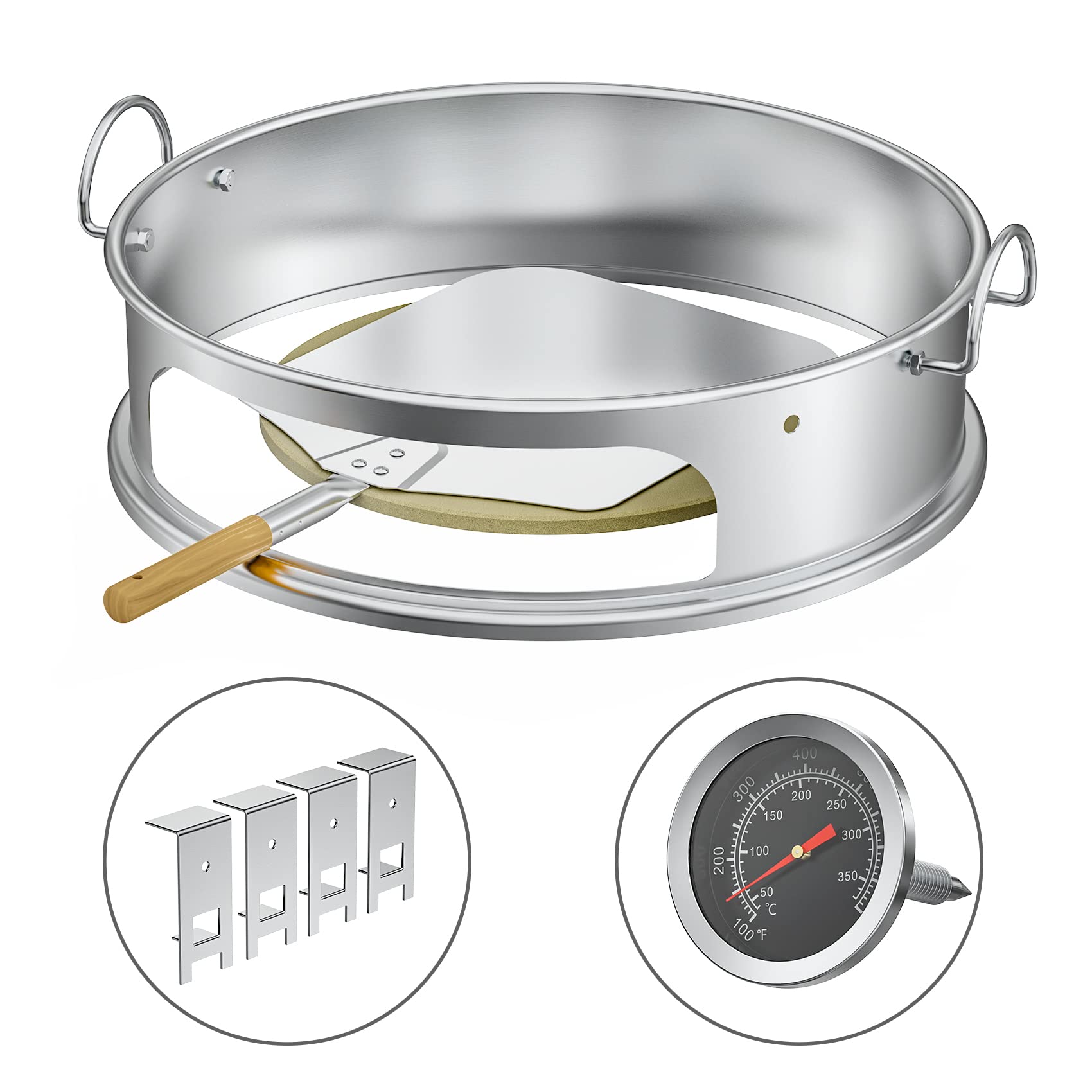 Onlyfire aluminum pizza peel slides pizzas easily from stone to plate