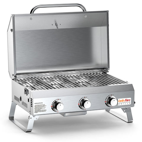 Onlyfire propane connection supports 1 lb and 20 lb cylinders for flexible fuel options.