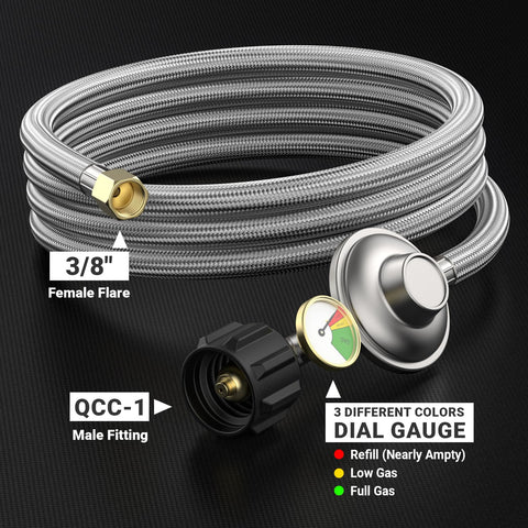 QCC1 3/8 flare connection compatible with low-pressure propane appliances.