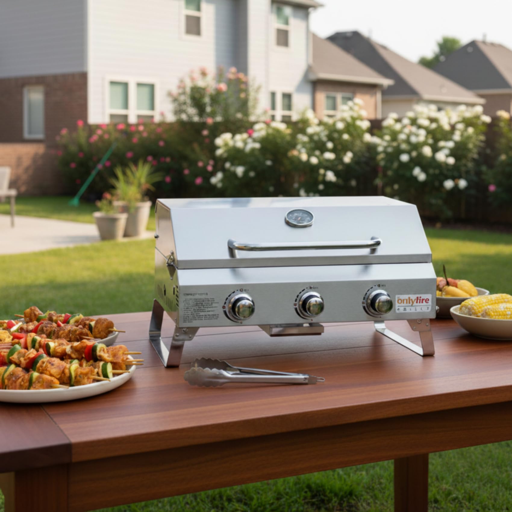 Onlyfire grease tray provides easy cleanup after grilling.