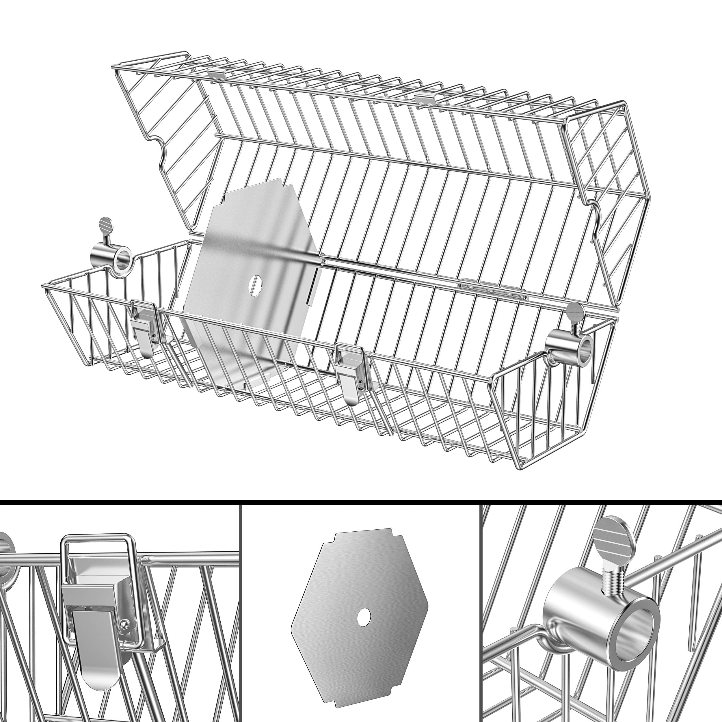 Onlyfire stainless steel basket showing compatibility with common spits