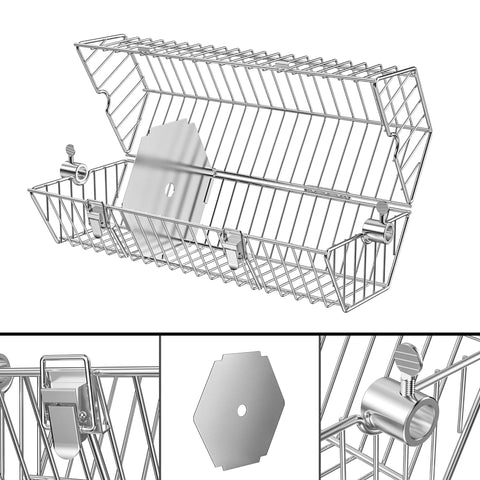 Onlyfire stainless steel basket showing compatibility with common spits