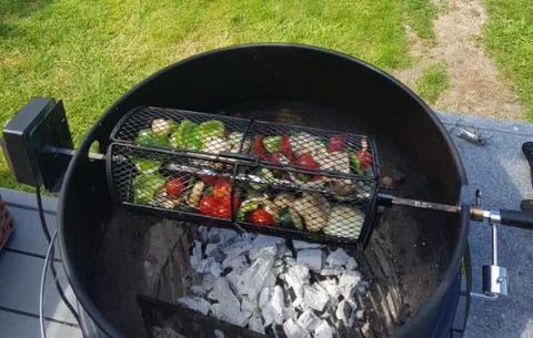 Onlyfire rotisserie basket with seafood for tender results