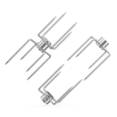 OnlyFire rotisserie forks front view showing versatile roasting set for grilling