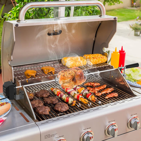 Onlyfire rotisserie kit parts package laid out for easy assembly