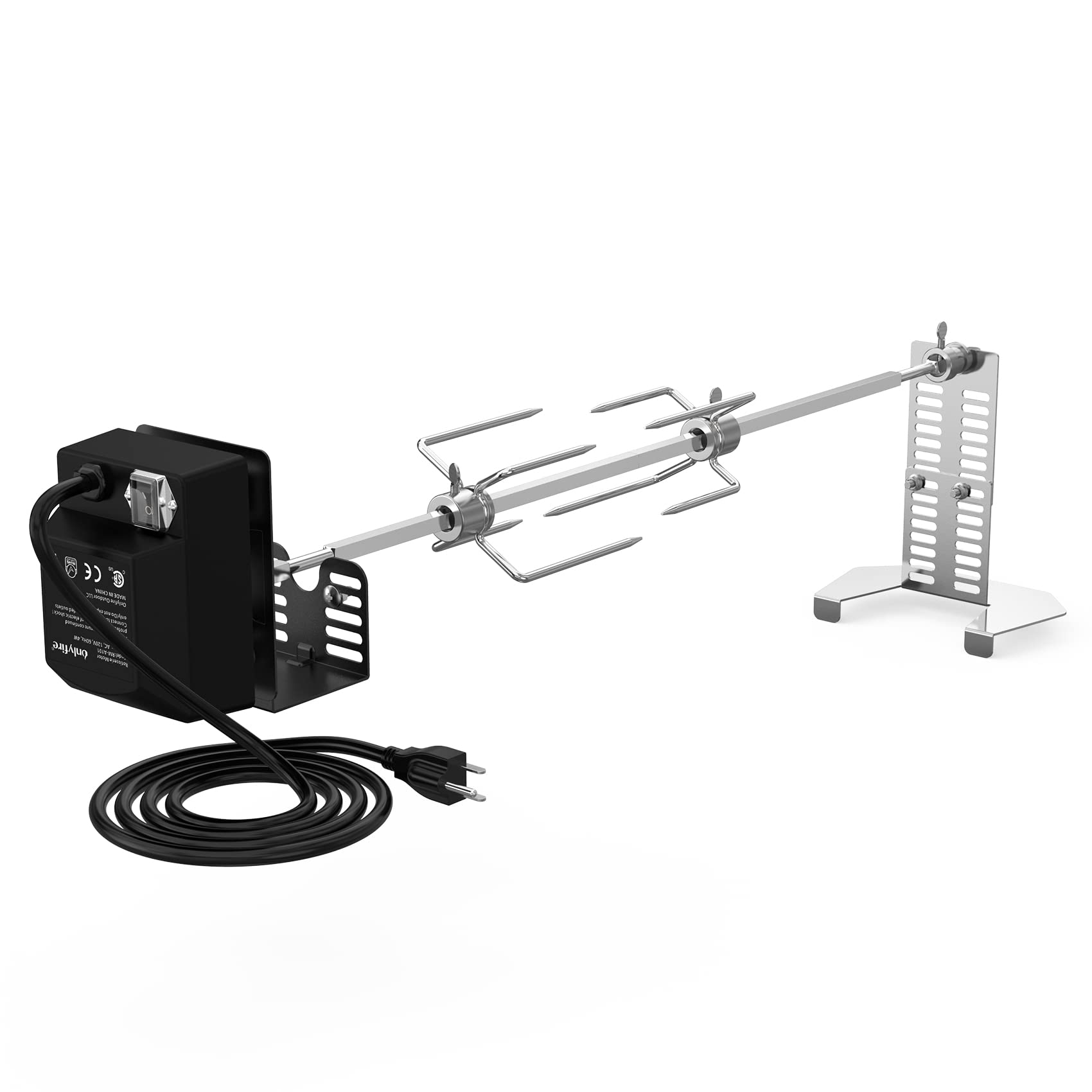 Onlyfire rotisserie motor 110V powers steady cooking on compatible grills.