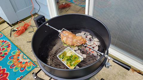 Onlyfire motor installed on grill demonstrates compatible replacement for multiple brands.