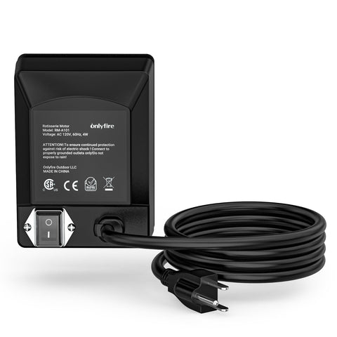 Onlyfire rotisserie motor on/off switch highlighting waterproof control for outdoor grilling.