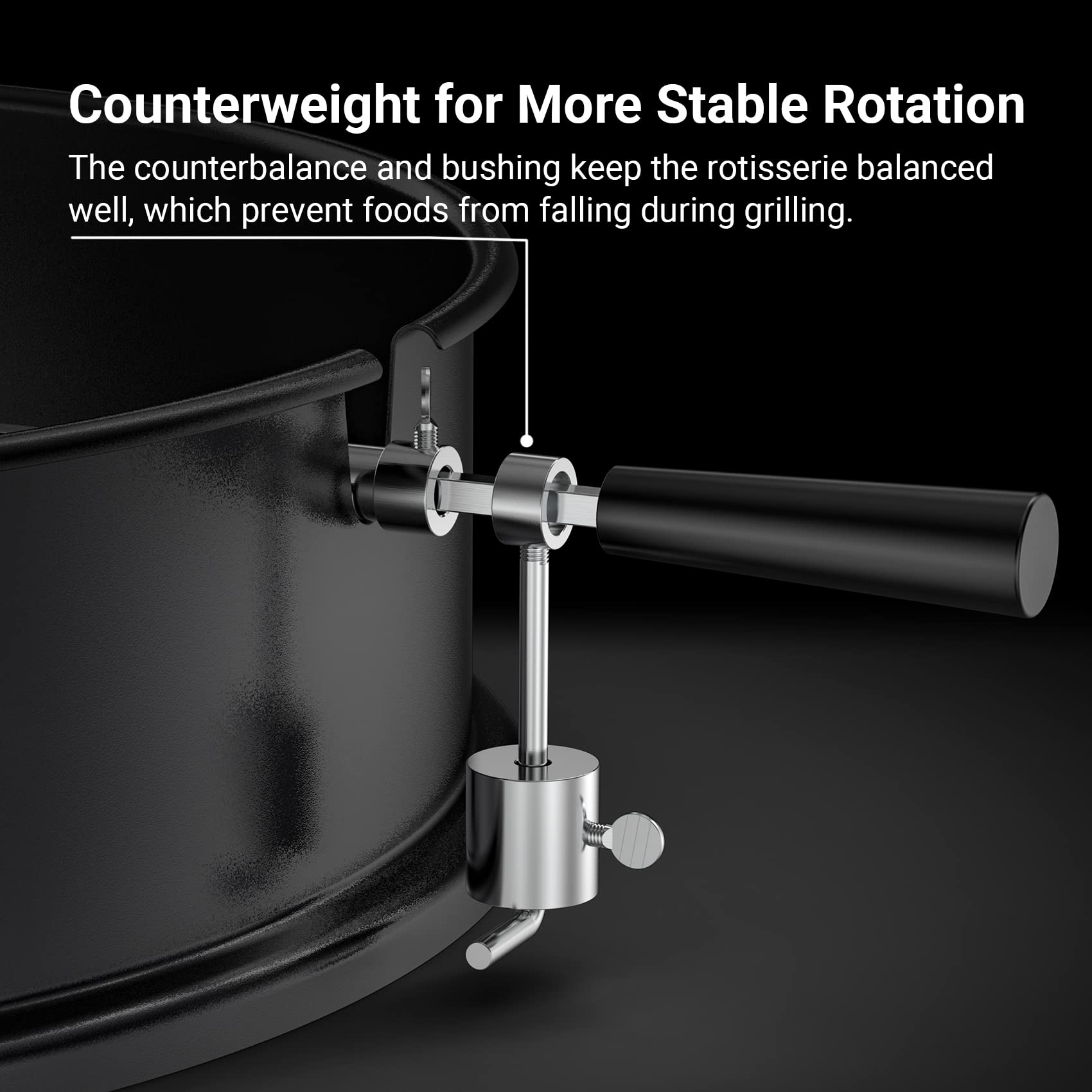 OnlyFire rotisserie ring elevates meat for better airflow and browning on a kettle grill.