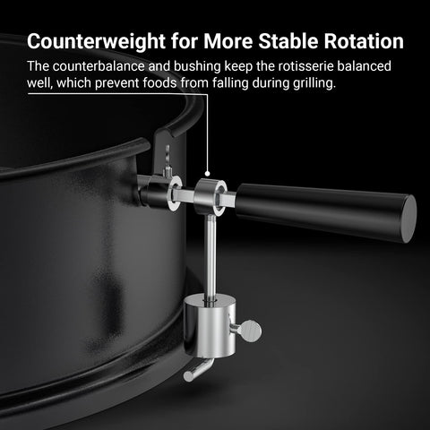 OnlyFire rotisserie ring elevates meat for better airflow and browning on a kettle grill.
