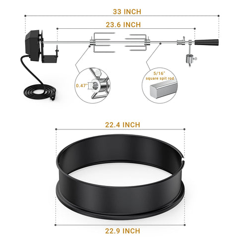 OnlyFire rotisserie motor and counter balance ensure smooth, consistent turning during cooking.