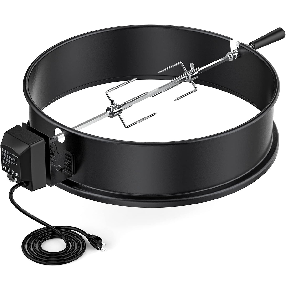 OnlyFire rotisserie ring for Weber 22.5-inch kettle enables even roasting on charcoal grills.