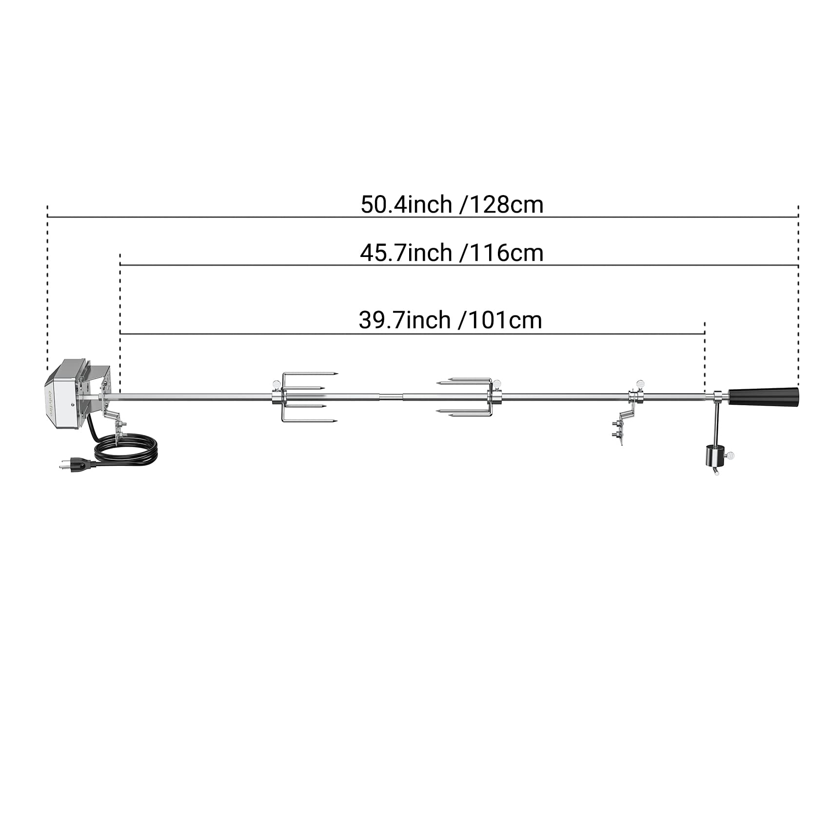 Onlyfire rotisserie spit rod 45-inch hex enables even roasting on grills