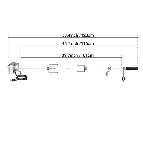 Onlyfire rotisserie spit rod 45-inch hex enables even roasting on grills