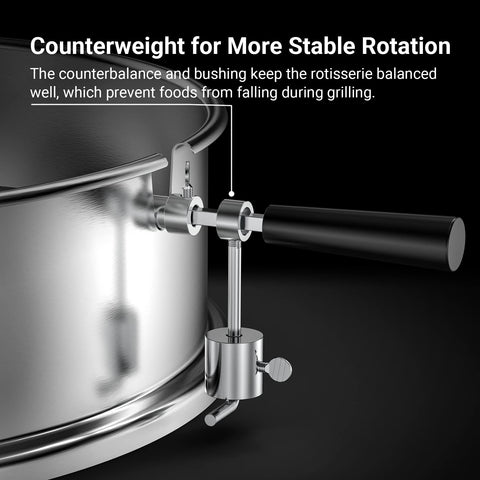 Onlyfire rotisserie spit rod 5/16 inch for secure meat mounting.