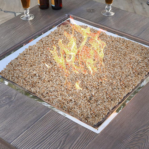 Onlyfire silica sand beneath burners supports clean burn and even heat.