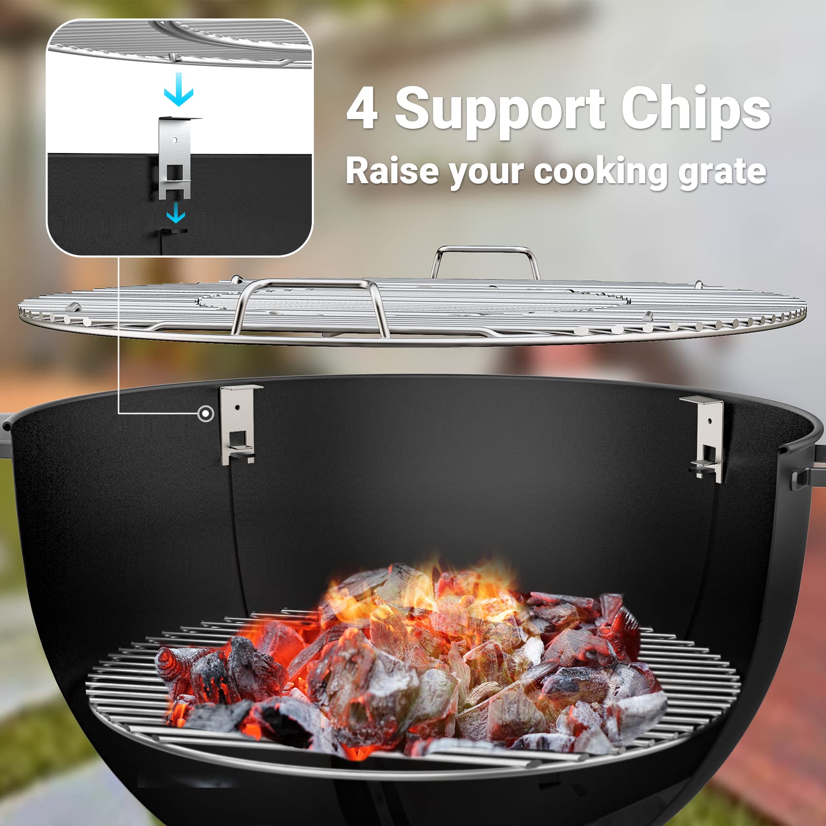 Onlyfire support chips stabilize the cooking grate during pizza sessions