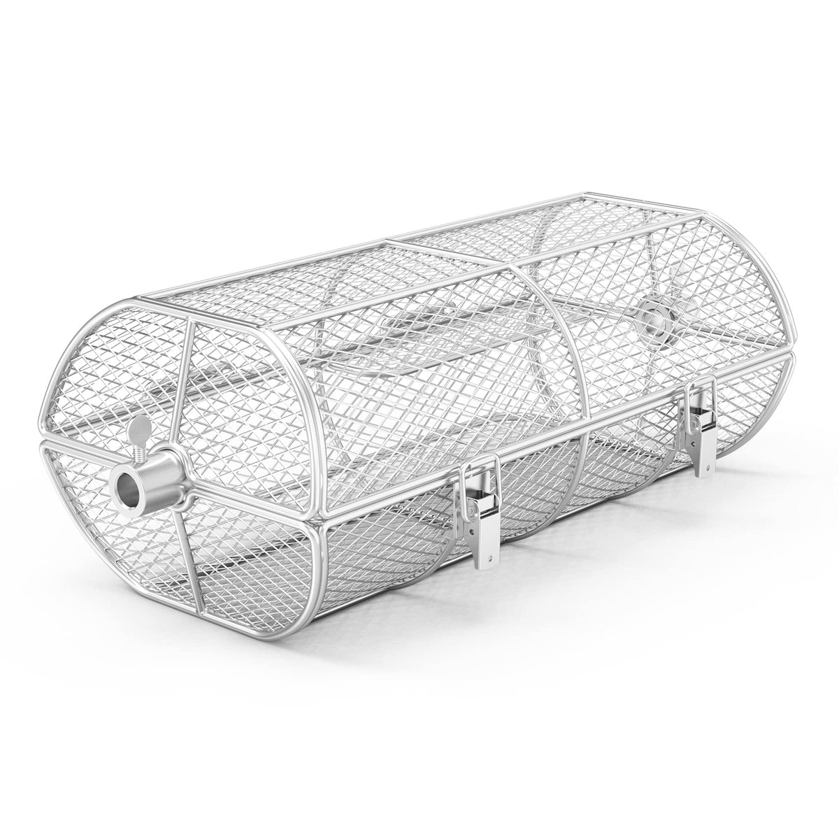 Onlyfire universal rotisserie basket on a gas grill for even grilling.