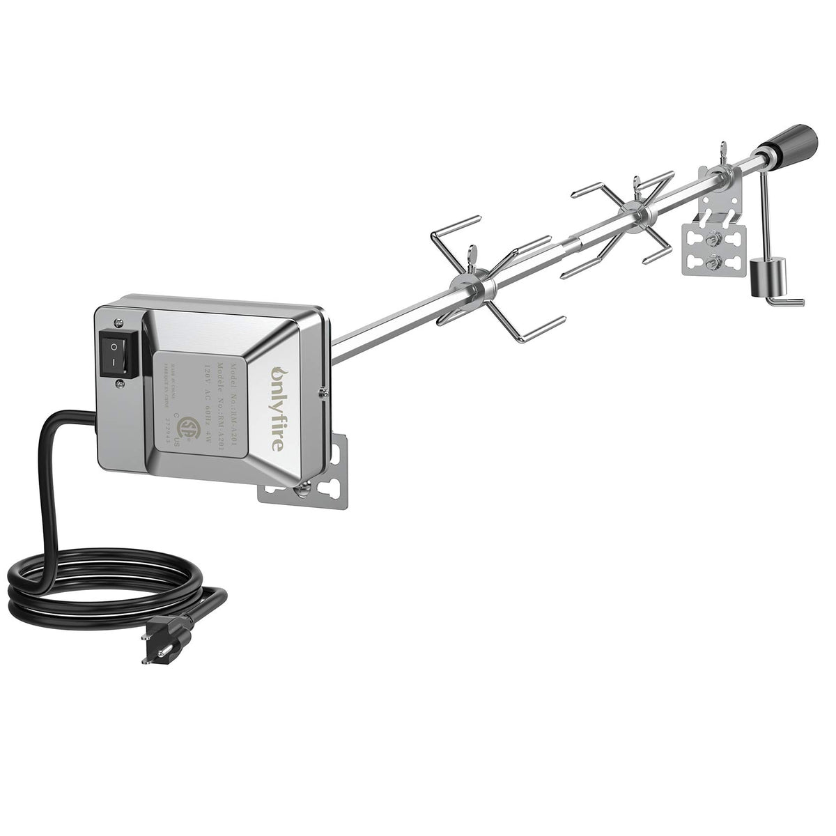 Onlyfire universal rotisserie motor provides steady rotation for even roasts