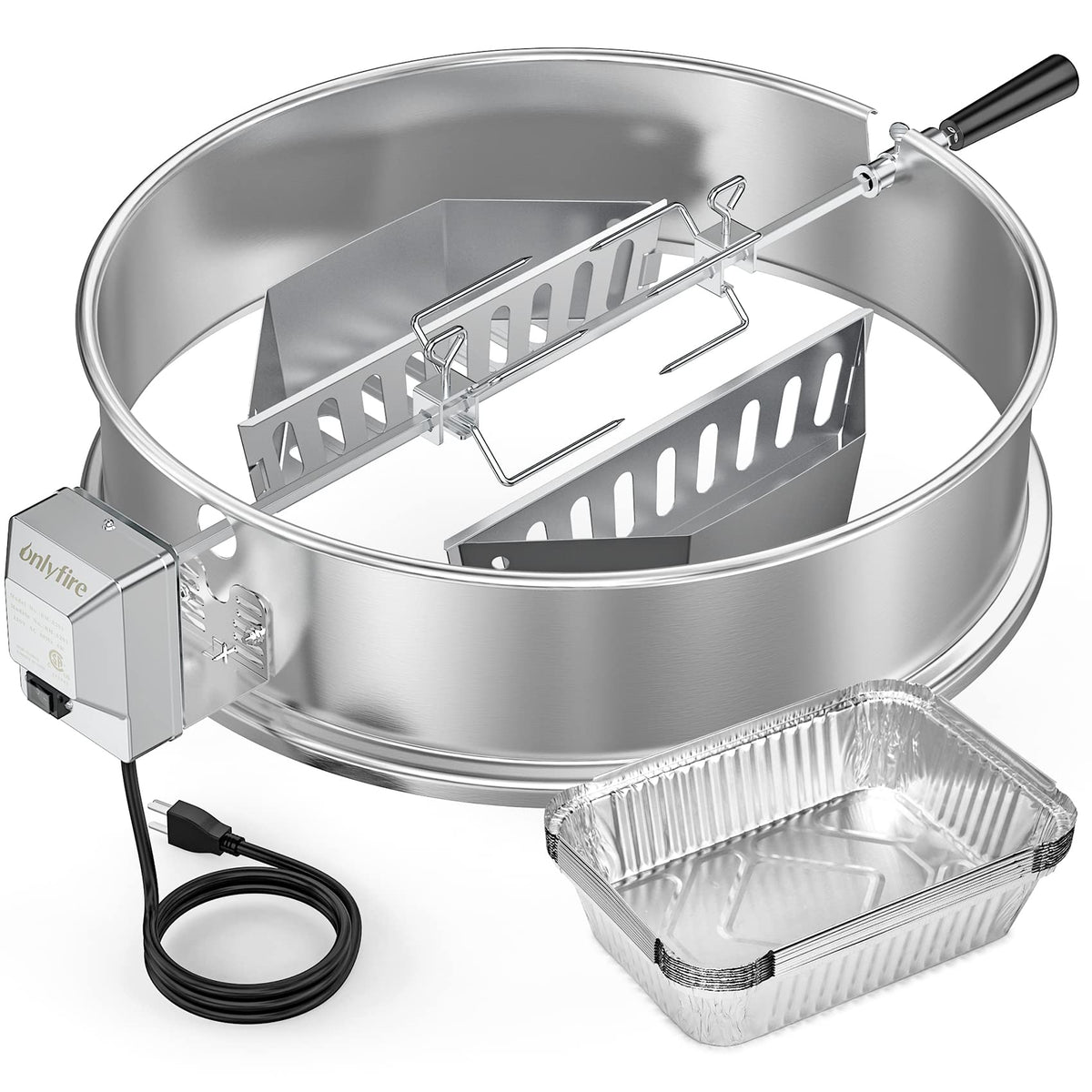 Onlyfire upgrade rotisserie ring kit for Weber 22-inch turns kettle into a reliable chicken roaster