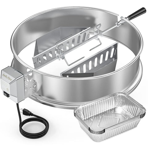 Onlyfire upgrade rotisserie ring kit for Weber 22-inch turns kettle into a reliable chicken roaster
